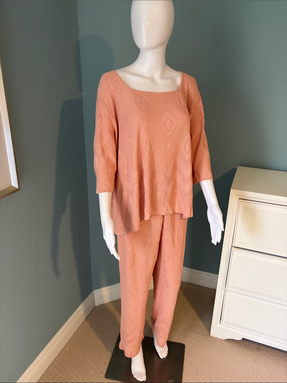 Vintage French Rags Women's Peach Knit Relaxed Two-Piece Set